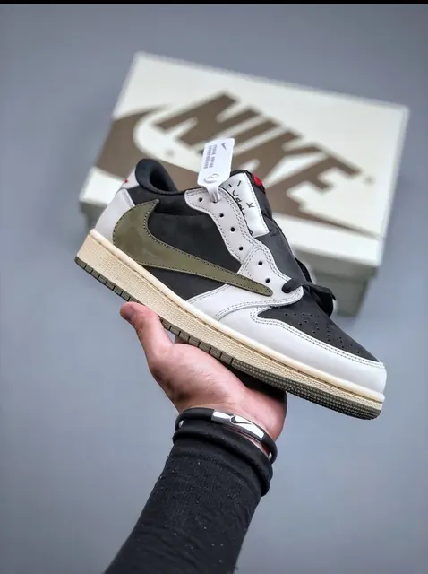 Black, olive, and white high-top sneaker reference used to start a visual supplier search